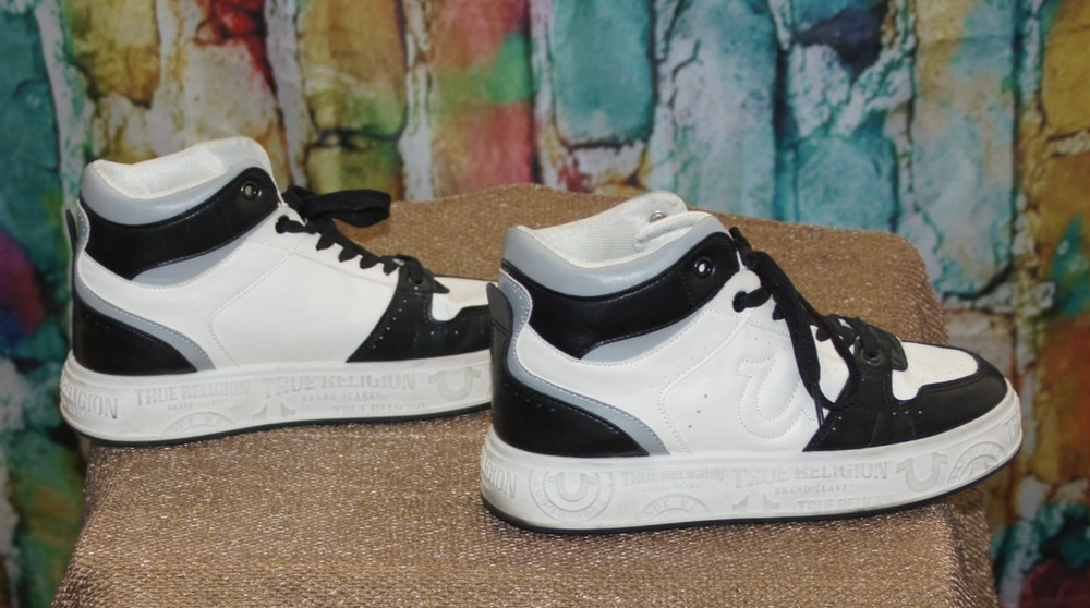 True Religion Black/White/Gray High Top Sneakers size 8
